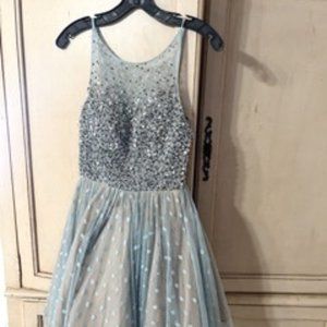 Glamour by Terani Couture Size 0, Baby Blue Short Formal Dress